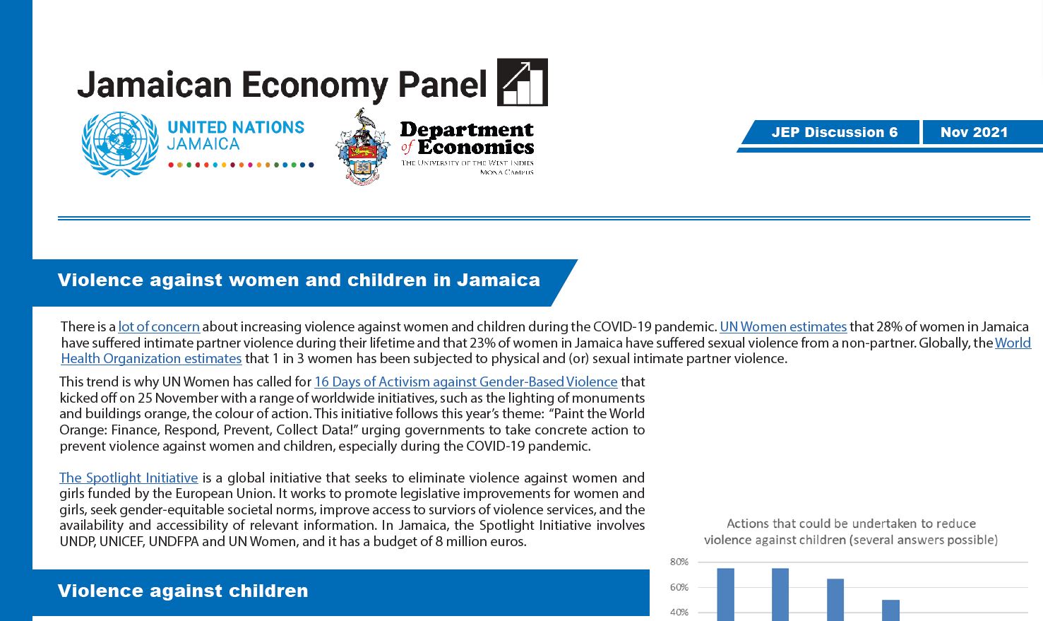 Jamaica Economy Panel Discussion Six on Violence Against Women and Children | November 2021