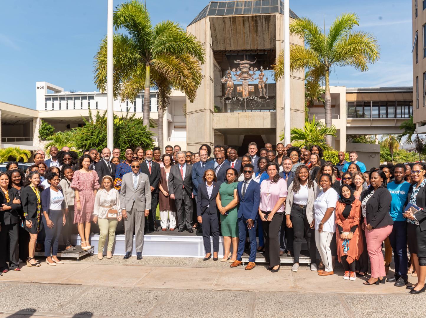 United Nations Secretary General Antonio Guterres with Staff of the United Nations in Jamaica