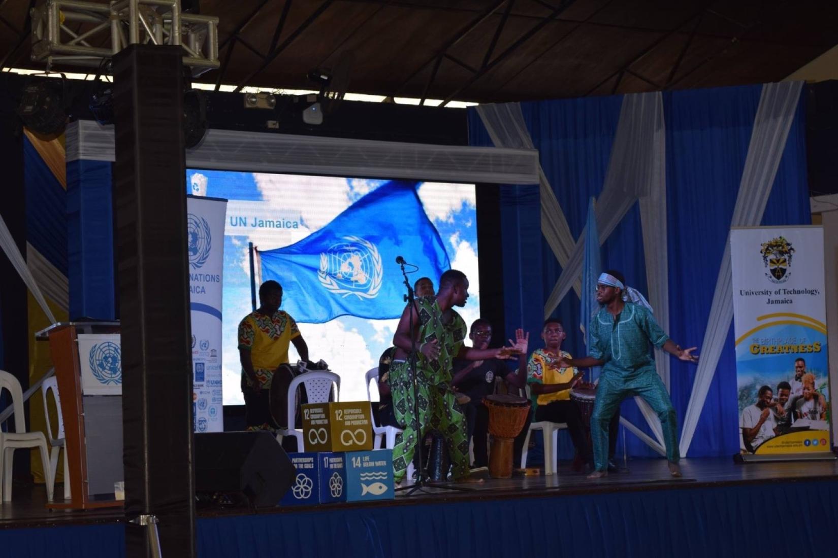 Young people participate in UN Day activities. A signature annual event of Jamaica’s country team commemorating the entry into force in 1945 of the UN Charter. 