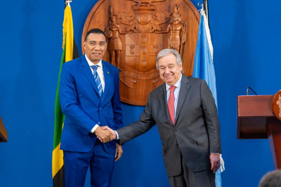 UN SG Photos Jamaica with PM