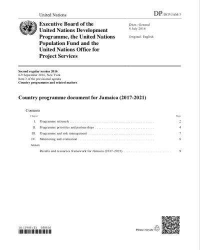 Country Programme Document for Jamaica (2017-2021)