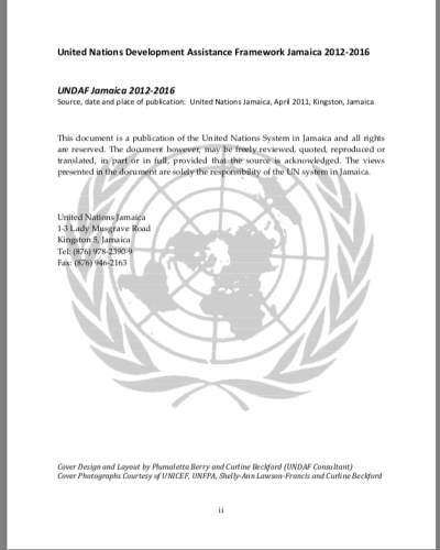 United Nations Development Assistance Framework Jamaica 2012-2016